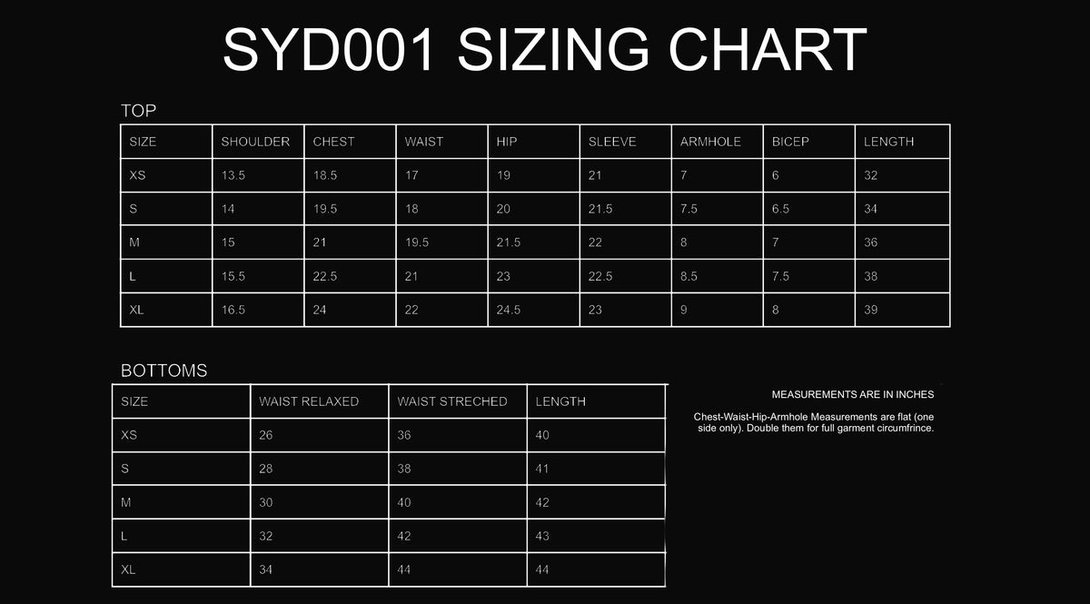 Stx Size Guide Size Guide – SYD